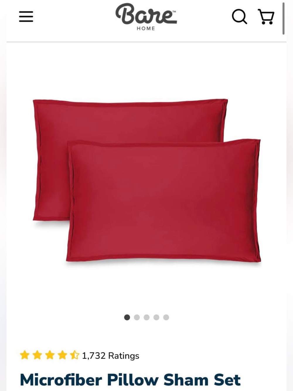 Home Microfiber Pillow Sham Set in Red